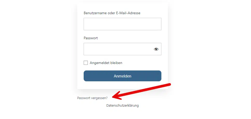 Login-Formular mit Passwort-vergessen-Link